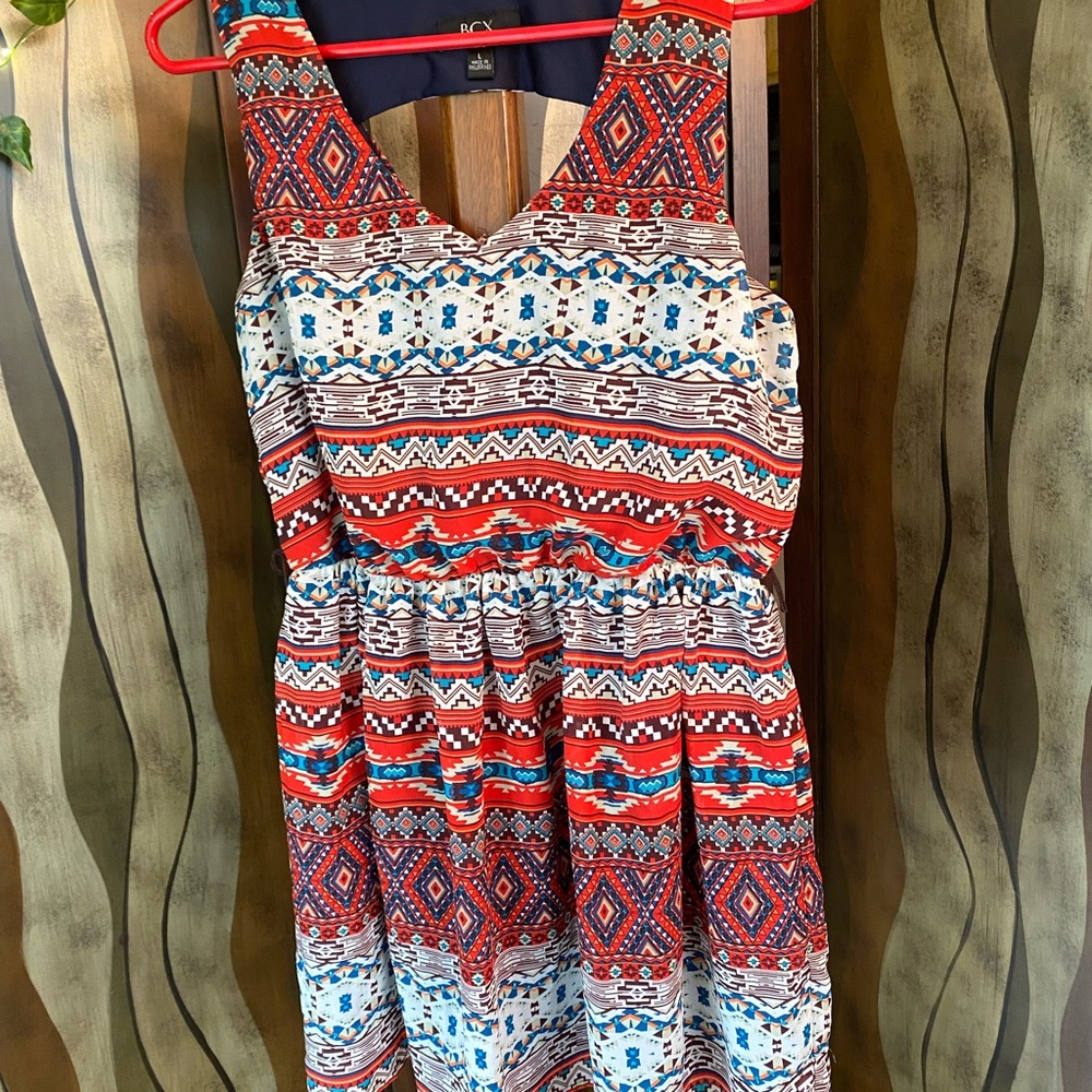 BCX Bohemian or Western Sleeveless Style Dress, size large
